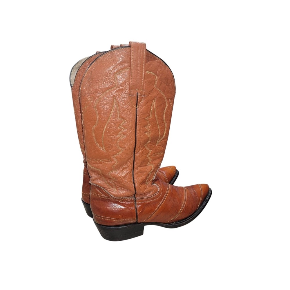 Botas Tejas Exotic Men's Eel Skin Brown Cowboy Boots US Size 8 - Picture 3 of 15